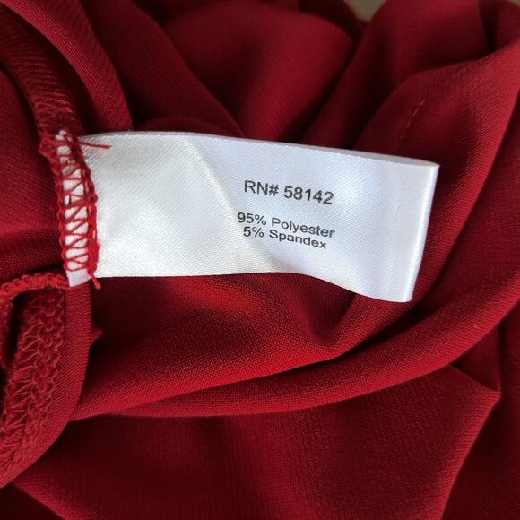 Boston Proper Red Jersey Faux Wrap High Low Midi Maxi Dress Size 12 - Picture 9 of 9